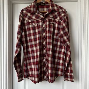 Vintage Western Shirt Red Plaid Pearl Snap 70s Retro Indie Grunge Dude by Sweet
